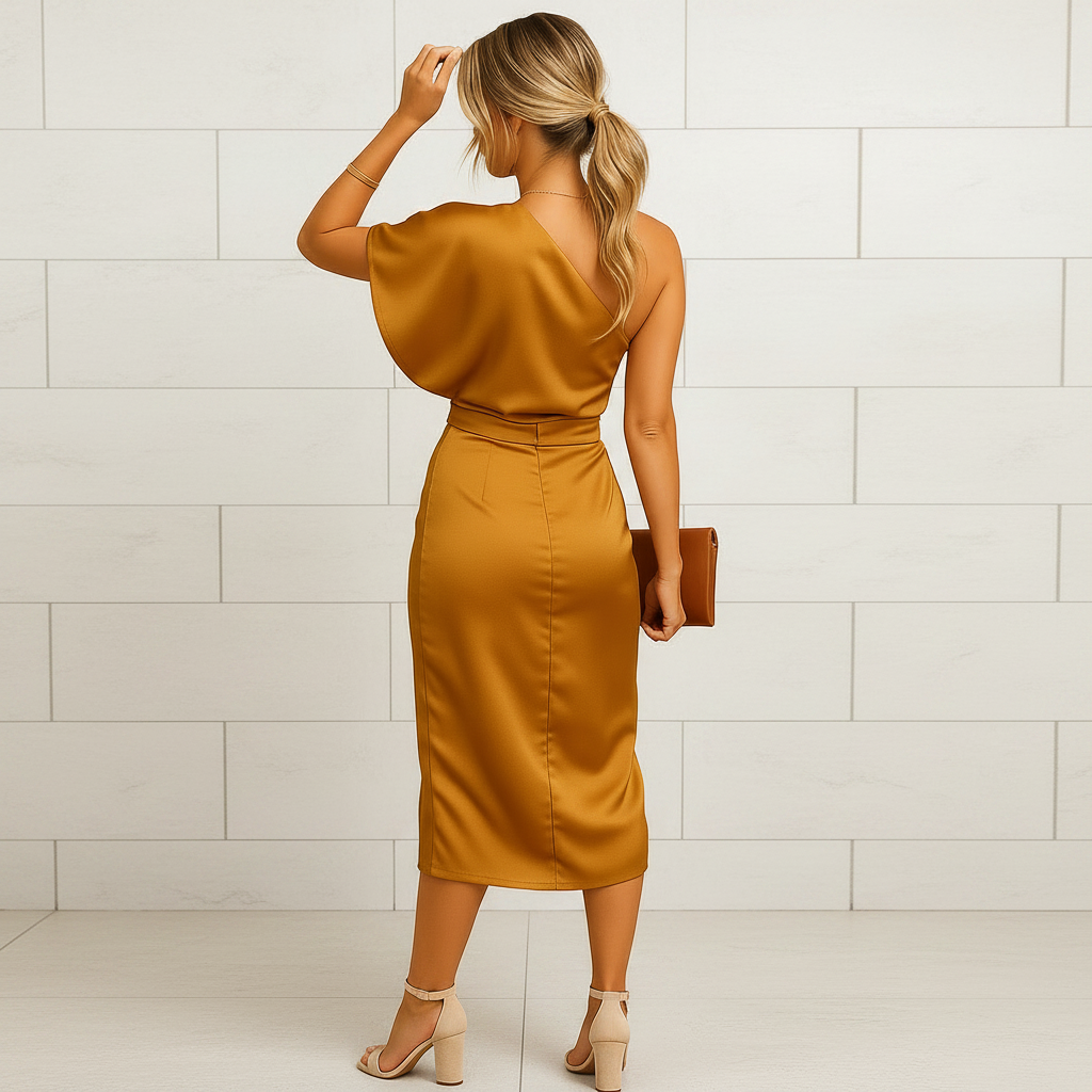 Women's Minimalist Slim Fit Dress for Formal and Business Occasions